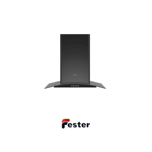 black curved glass cooker hood