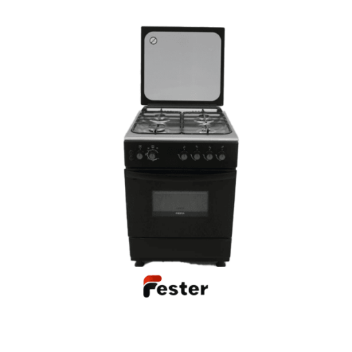 60cm black gas cooker fan assisted