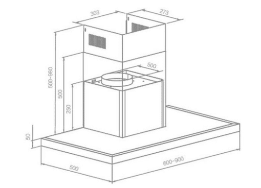 cooker hood dimensions