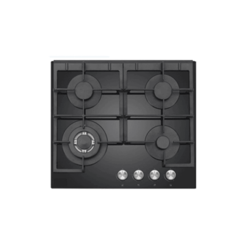 60cm black glass gas hob