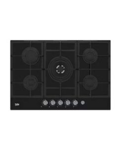Beko Black 75cm Gas Hob 4 Burners & 1 Wok Burner