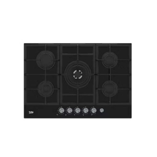 Beko Black 75cm Gas Hob 4 Burners & 1 Wok Burner