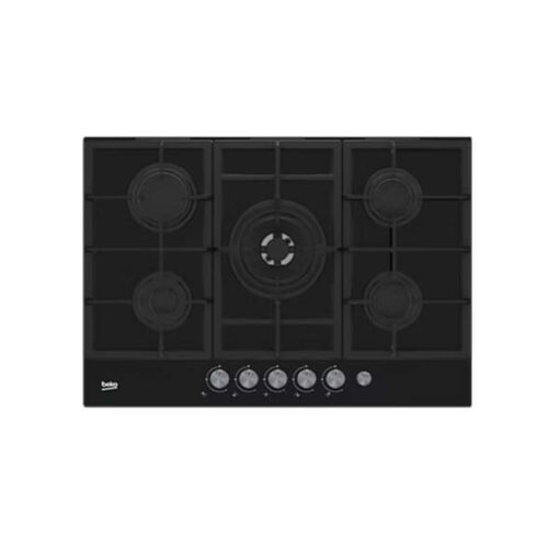 Beko Black 90cm Gas Hob 4 Burners & 1 Wok Burner