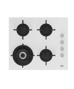 Beko White 60cm Gas Hob 3 Burners & 1 Wok Burner